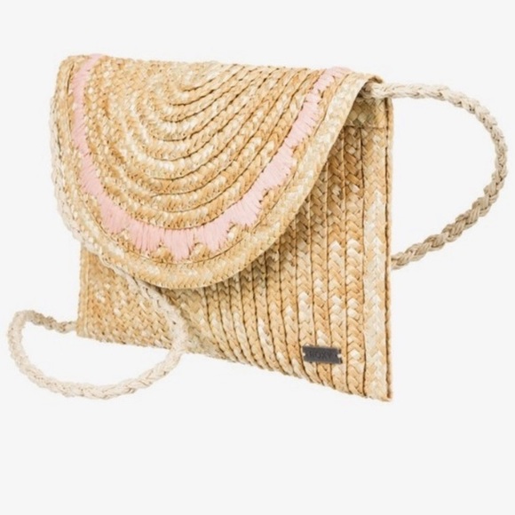 Roxy Handbags - Roxy Straw Crossbody Clutch with Pink Accent